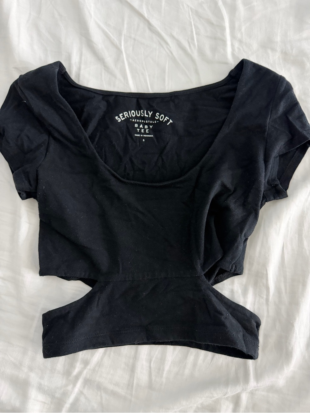 Aeropostale Black Cropped Cutout Baby Tee